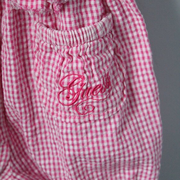 🍁5/$25🎃 Guess Size 24M Pink/White Gingham Romper - Picture 2 of 2